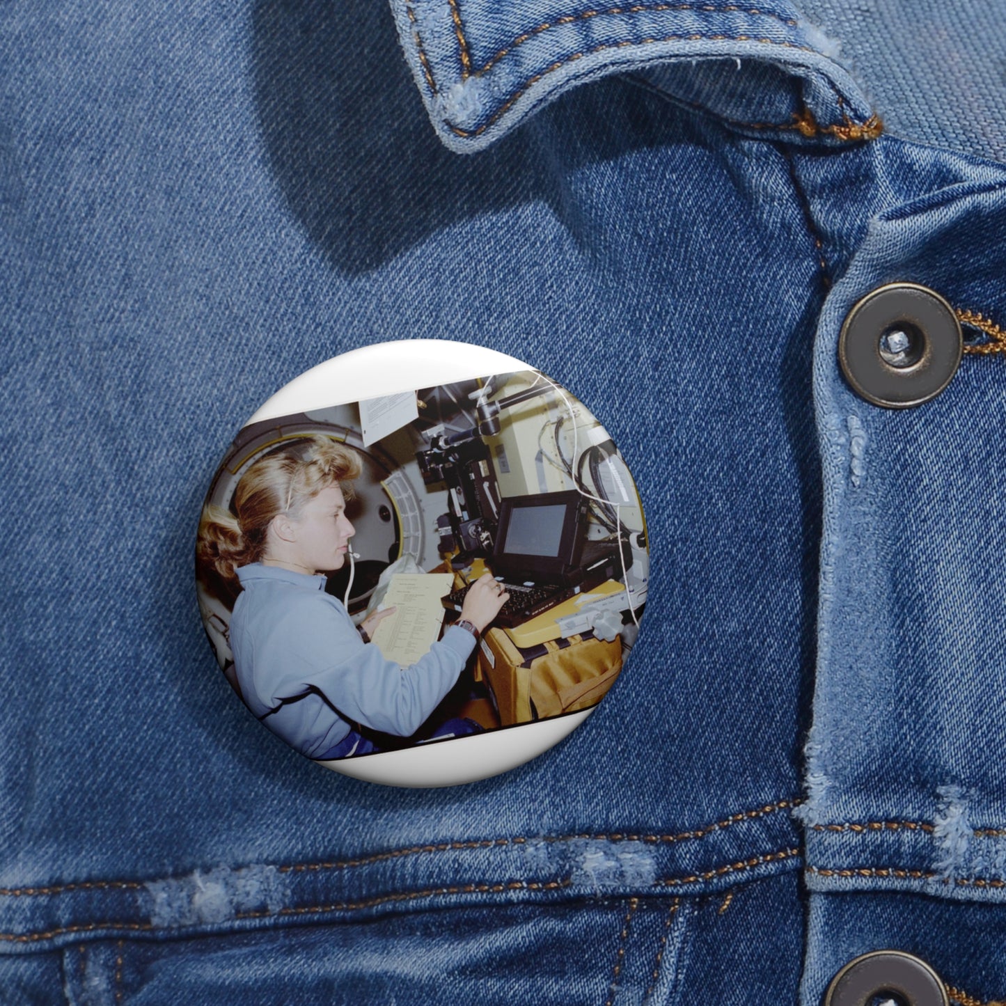 S47-238-020 - STS-047 - Public domain NASA photogrpaph Pin Buttons with Crisp Design