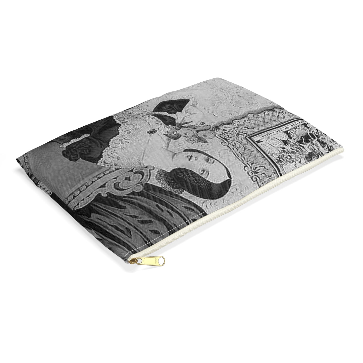 Amelia - Print, Library of Congress collection Large Organizer Pouch with Black Zipper