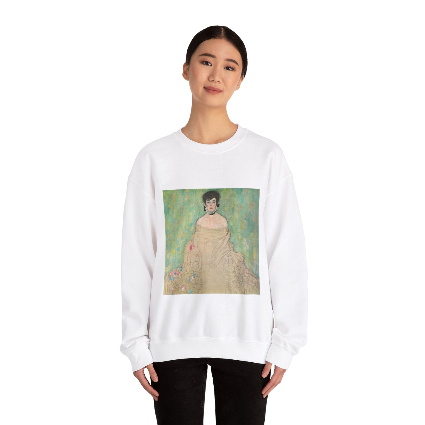 Gustav Klimt - Portrait of Amalie Zuckerkandl - Belvedere 7700 White Heavy Blend Adult Crew Neck SweatShirt