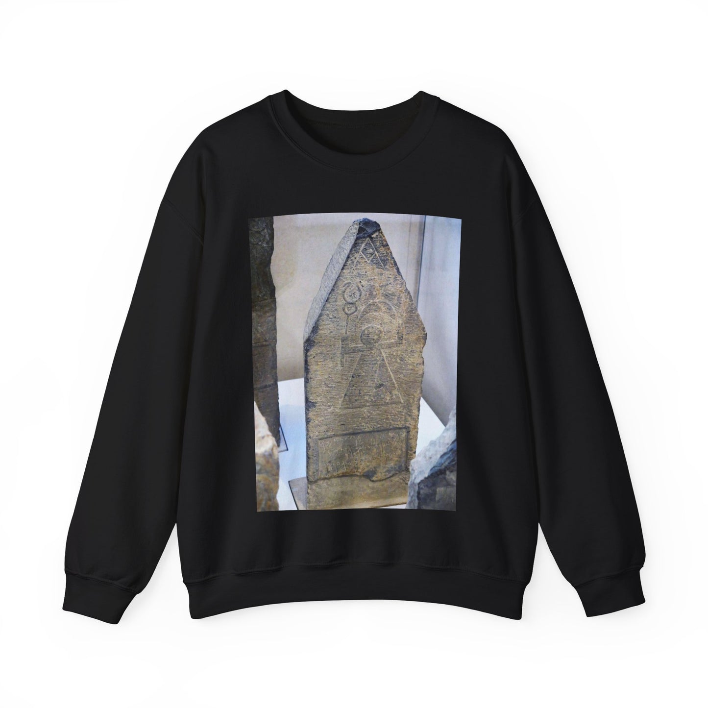 Stèle avec le signe de Tanit (Louvre, AO 5244) Black Heavy Blend Adult Crew Neck SweatShirt