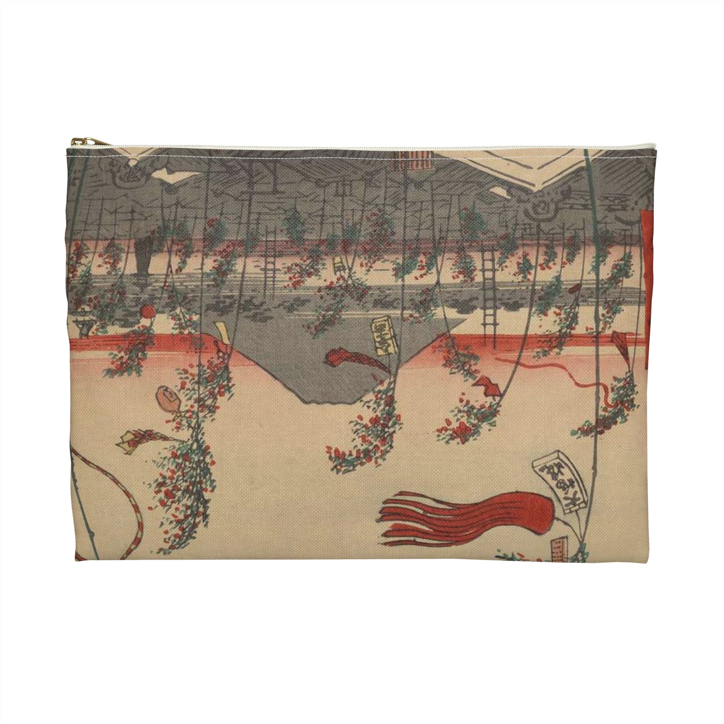 Gajō icchō, Ando Hiroshige - Public domain portrait drawing  Large Organizer Pouch with Black Zipper