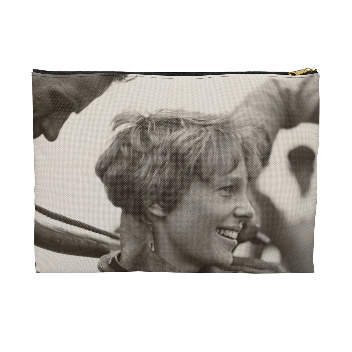 Amelia Earhart Deep Sea Diving off Block Island Large Organizer Pouch with Black Zipper