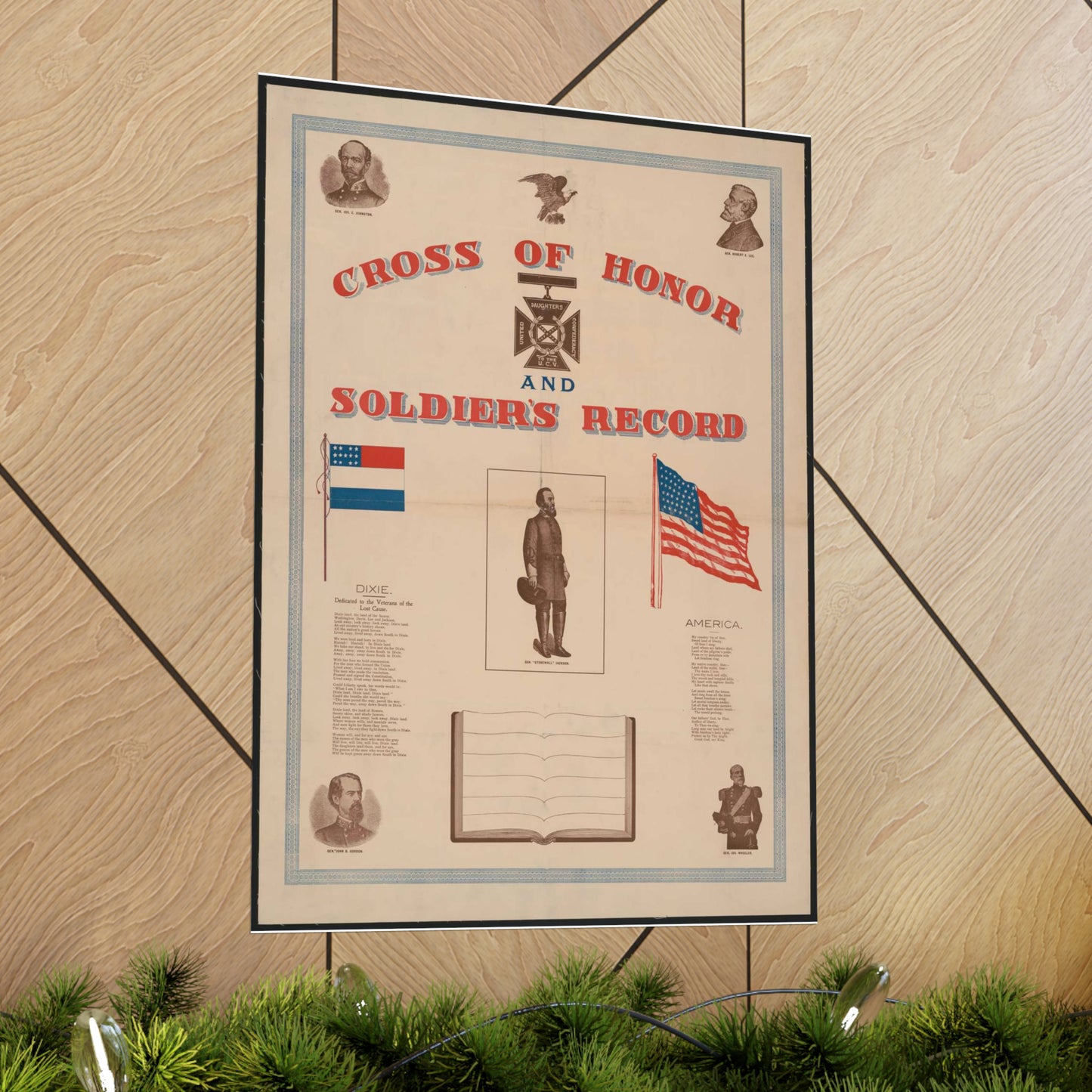 Cross of honor and soldier's record, united daughters confederacy, to the U.C.V High Quality Matte Wall Art Poster for Home, Office, Classroom