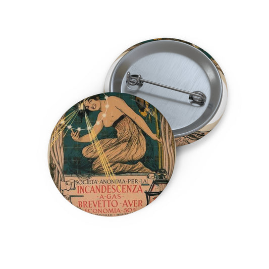 Affiche italienne pour l' "Incandescence par le Gaz, Système Auer" Pin Buttons with Crisp Design