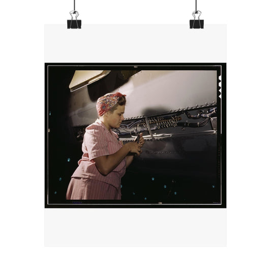 With careful Douglas training, women do accurate electrical assembly and installation work, Douglas Aircraft Company, Long Beach, Calif. High Quality Matte Wall Art Poster for Home, Office, Classroom