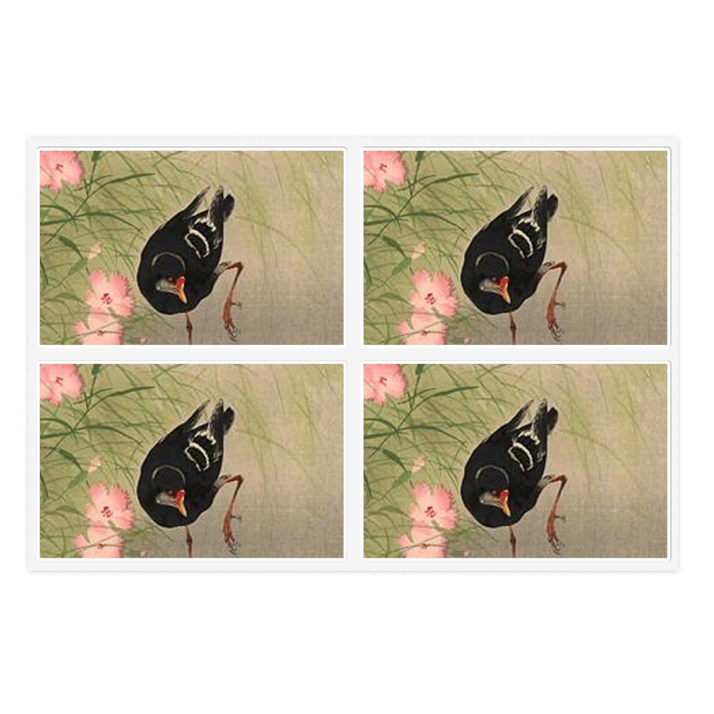 Koson - gallinule-bird-and-water-strider, Ohara Koson Laminated UV Protective Vinyl Stickers