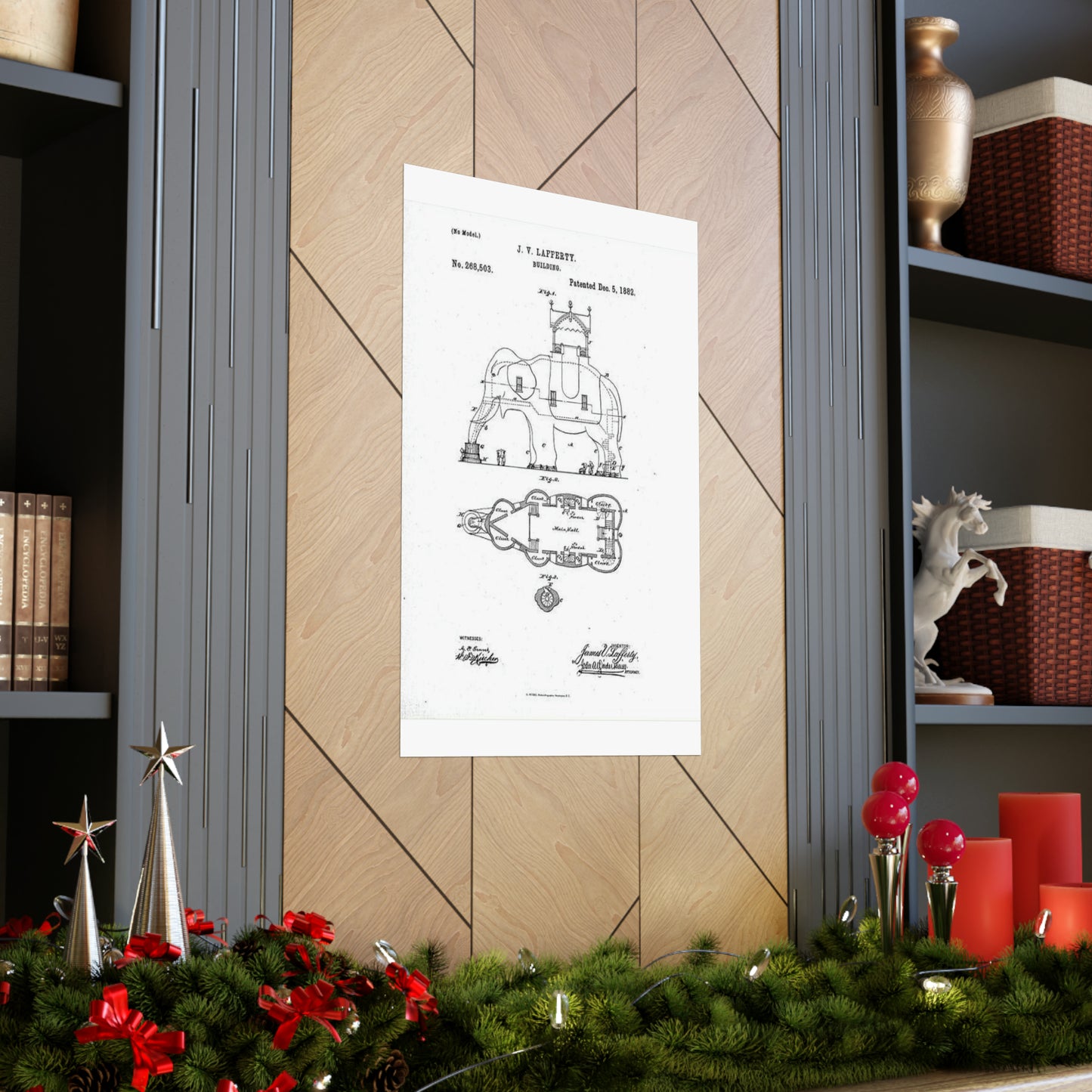 Patent Drawing of Engine - Lucy-USpatent268503 1882 Public domain  image High Quality Matte Wall Art Poster for Home, Office, Classroom