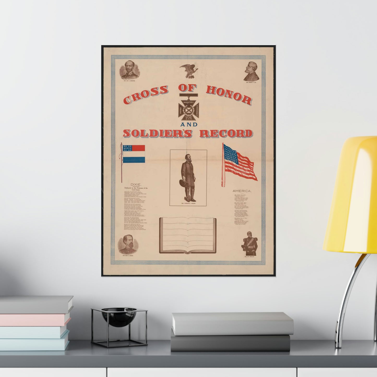 Cross of honor and soldier's record, united daughters confederacy, to the U.C.V High Quality Matte Wall Art Poster for Home, Office, Classroom