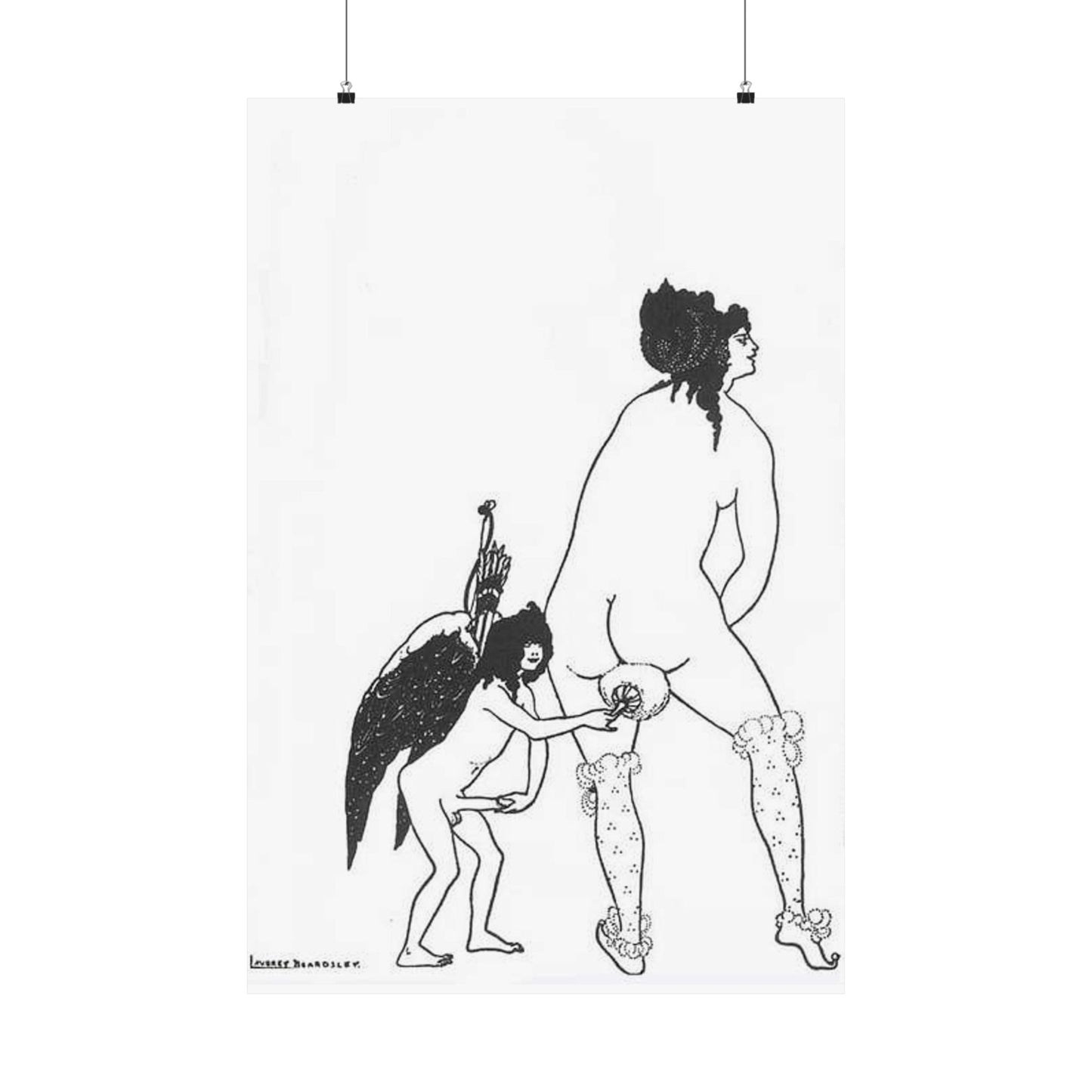 Beardsley Lampito - A drawing of a man and a woman holding hands High Quality Matte Wall Art Poster for Home, Office, Classroom