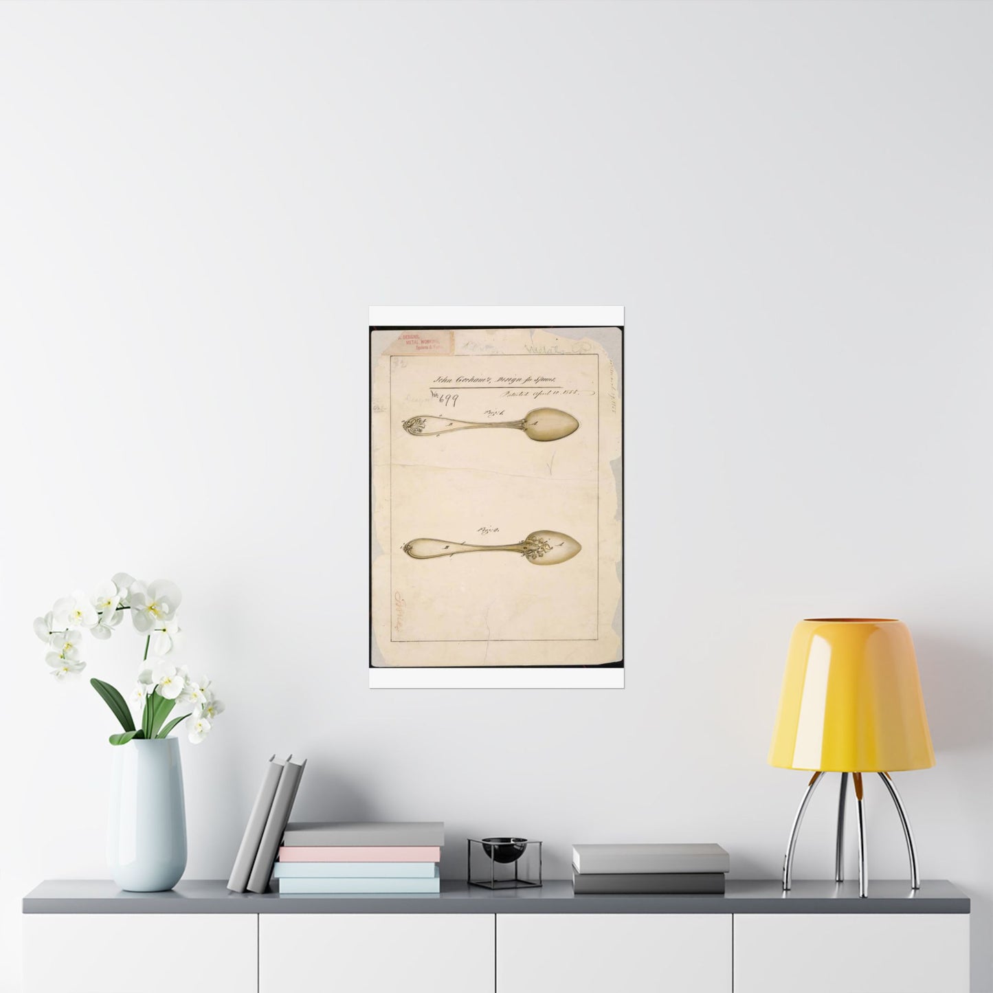 Patent drawing - Drawing of Design for Spoons Public domain  image High Quality Matte Wall Art Poster for Home, Office, Classroom