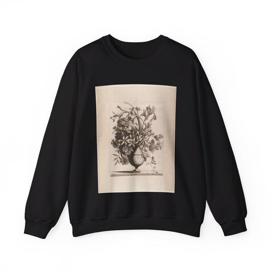 Jean Baptiste Monnoyer - Flowers in a Vase Black Heavy Blend Adult Crew Neck SweatShirt