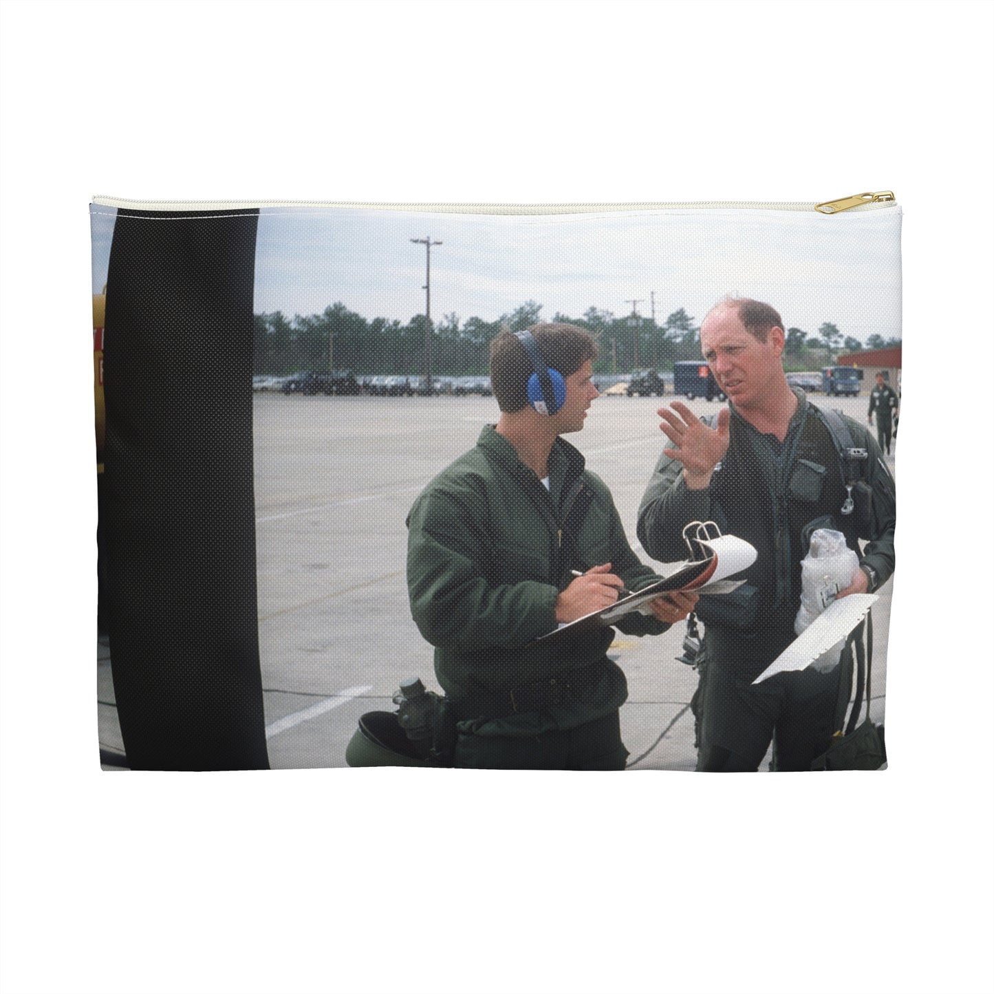 Colonel Tom Barber (right), director of operations, 33rd Tactical Fighter Wing (33rd TFW) is debriefed by First Lieutenant Robert M. Haire (left), intelligence officer, 33rd TFW Large Organizer Pouch with Black Zipper