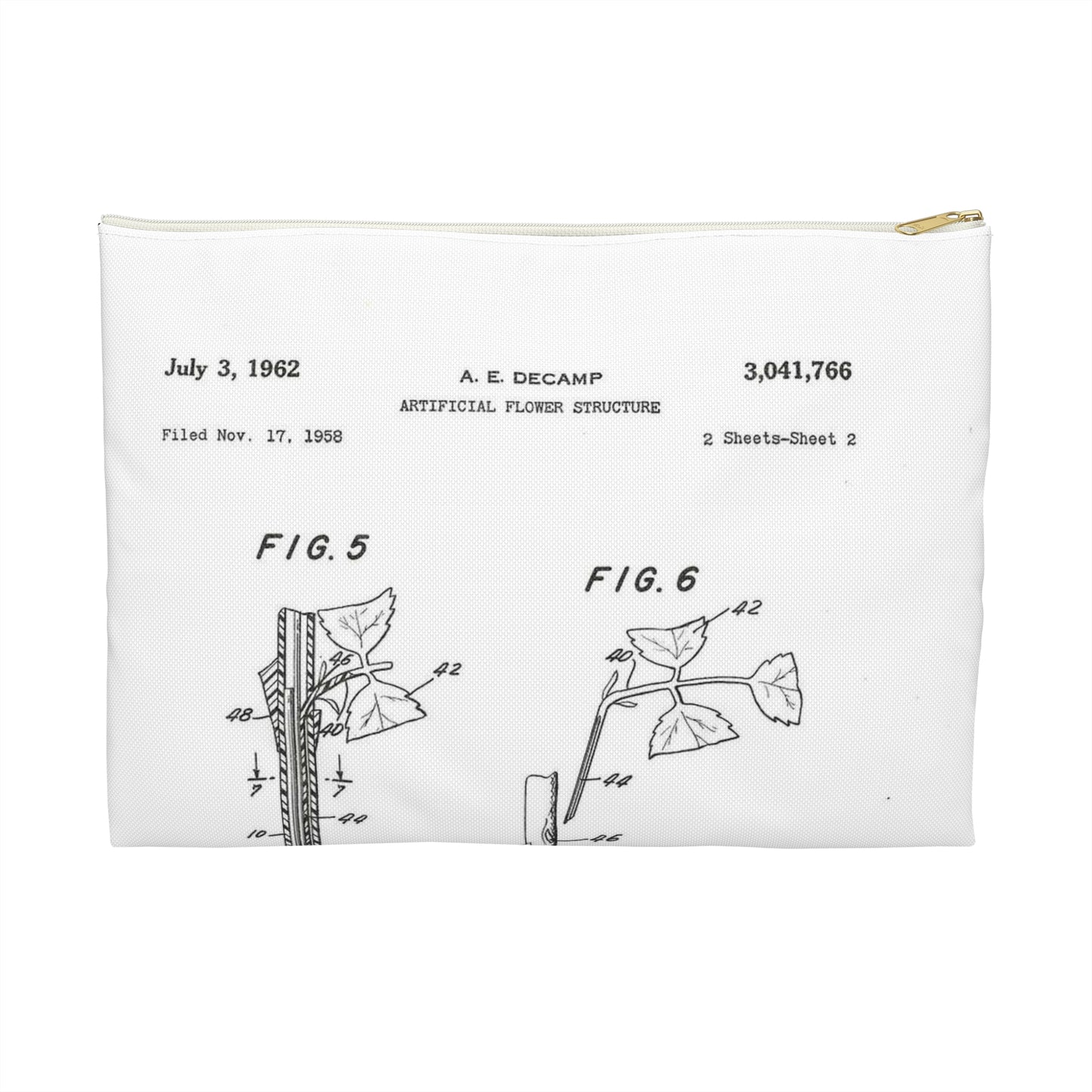 Patent Case File No. 3,041,766, Artificial Flower Structure, Inventor- Andre Emile Decamp. - DPLA - 5b42c14167aa06231801b6160e85e41a (page 8) Large Organizer Pouch with Black Zipper