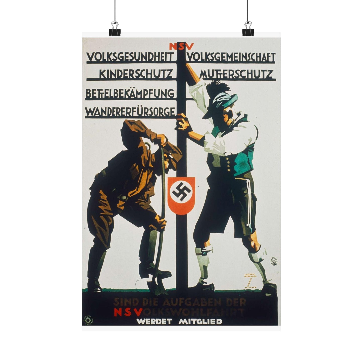 NSDAP Volksgemeinschaft NS VOLKSWOHLFAHRT High Quality Matte Wall Art Poster for Home, Office, Classroom