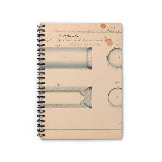 Patent drawing - Drawing of Improvement in Projectiles for Rifled Ordnance Public domain  image Spiral Bound Ruled Notebook with Printed Cover