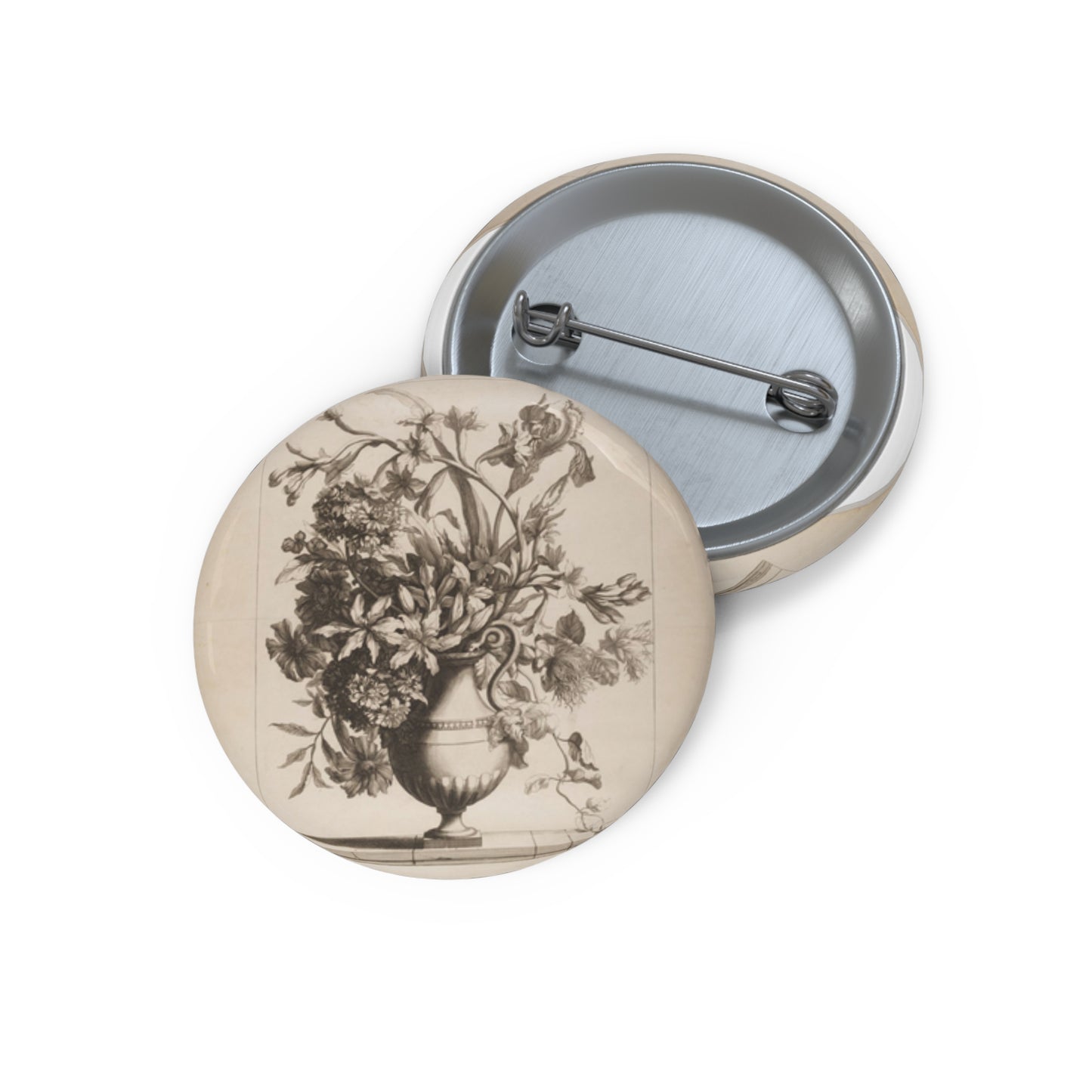 Jean Baptiste Monnoyer - Flowers in a Vase Pin Buttons with Crisp Design