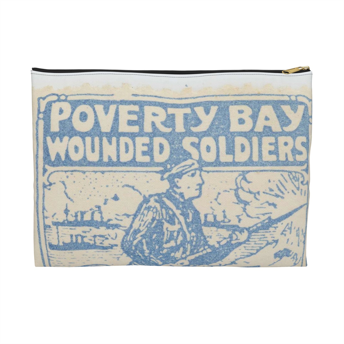 Philatelic item - "Cinderella", Poverty Bay Wounded Soldiers War Seal Large Organizer Pouch with Black Zipper