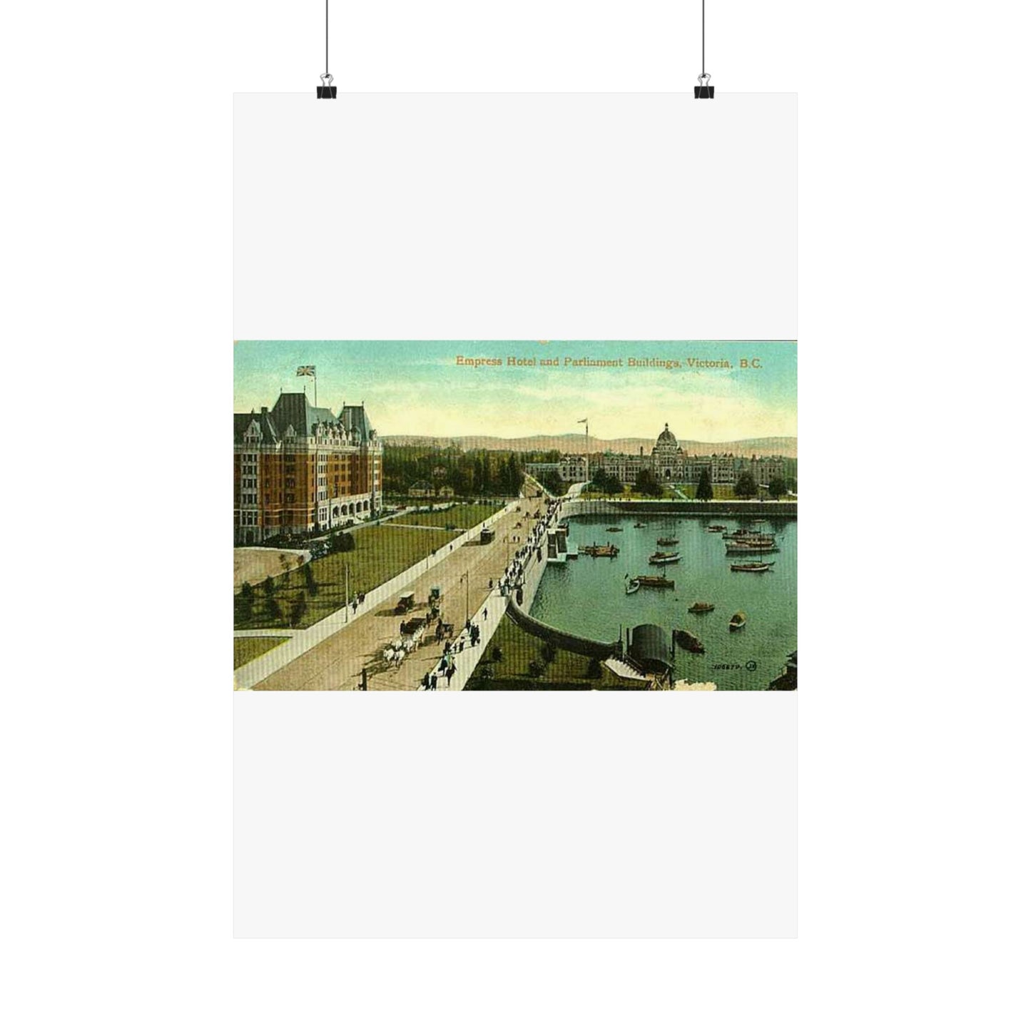 Empress Hotel and Parliament Buildings by the harbor in Victoria, British Columbia, between 1903 and 1913 (AL+CA 2080) High Quality Matte Wall Art Poster for Home, Office, Classroom