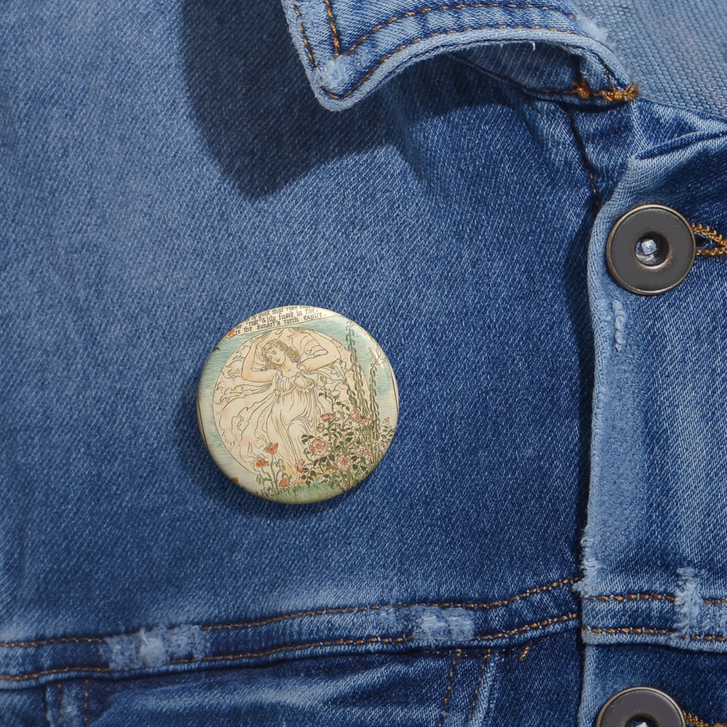 Beneath the summer full-orbed moon, ruddy & gold that rose full soon." Pin Buttons with Crisp Design