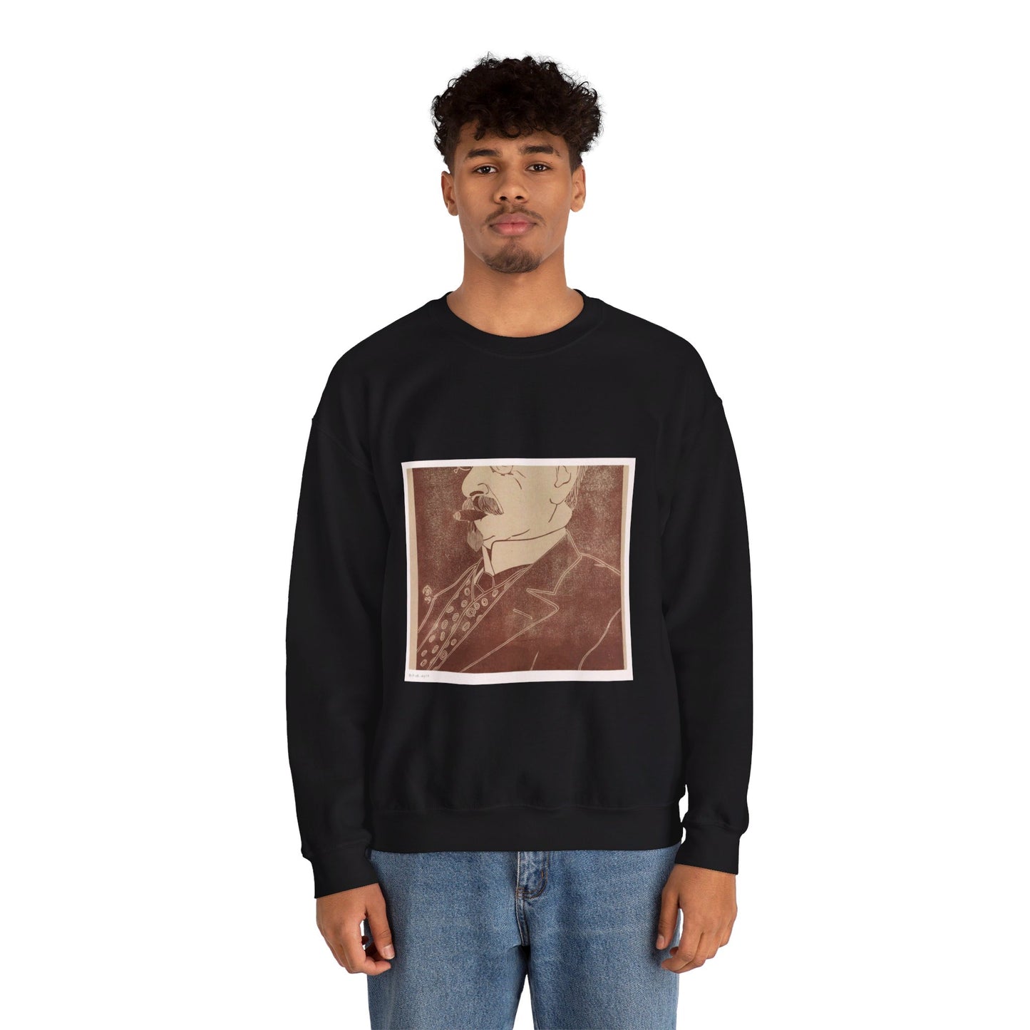 Samuel Jessurun de Mesquita - Portret van een onbekende man met sigaar Black Heavy Blend Adult Crew Neck SweatShirt