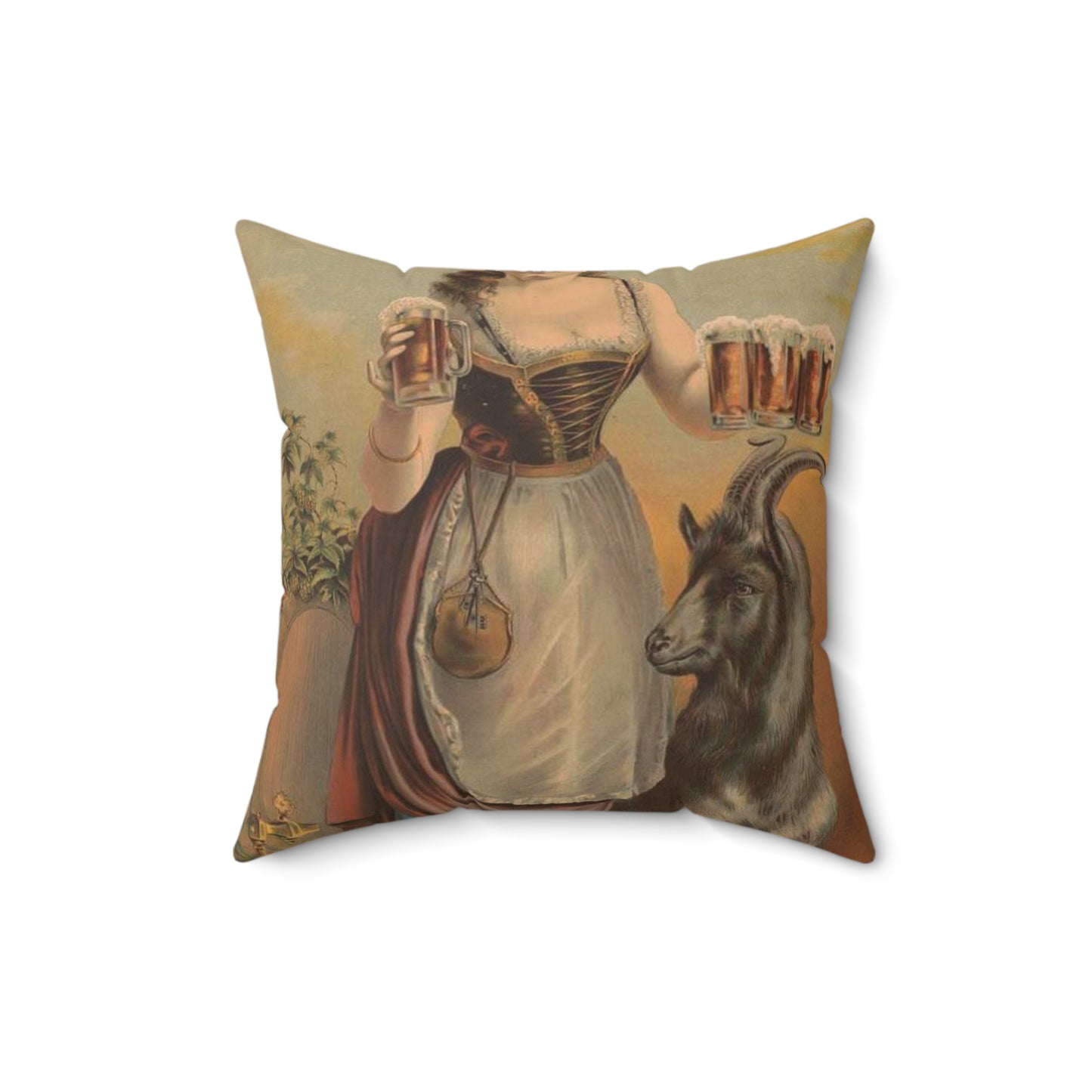 Poster - Village beer girl, bock beer - Public domain lithograph Decorative Accent Square Pillow