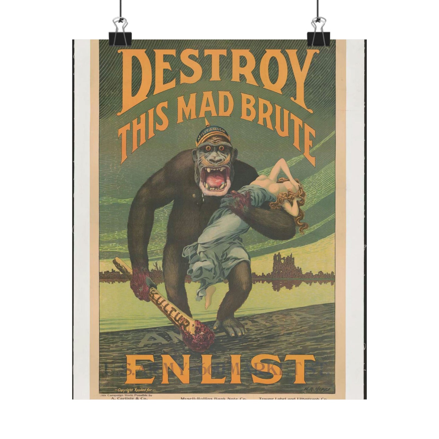 Destroy this mad brute Enlist - U.S. Army. High Quality Matte Wall Art Poster for Home, Office, Classroom