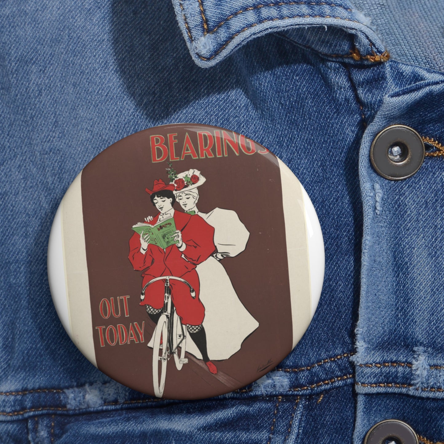 Bearings, out today, Art Nouveau Poster Pin Buttons with Crisp Design