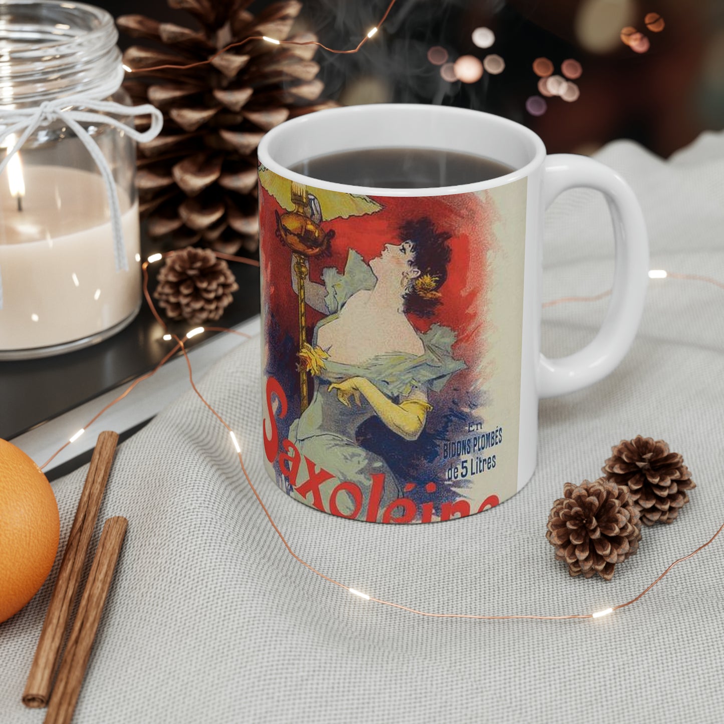 Affiche pour la "Saxoléine". - Art nouveau public domain poster Beautiful Novelty Ceramic Coffee Mug 11oz