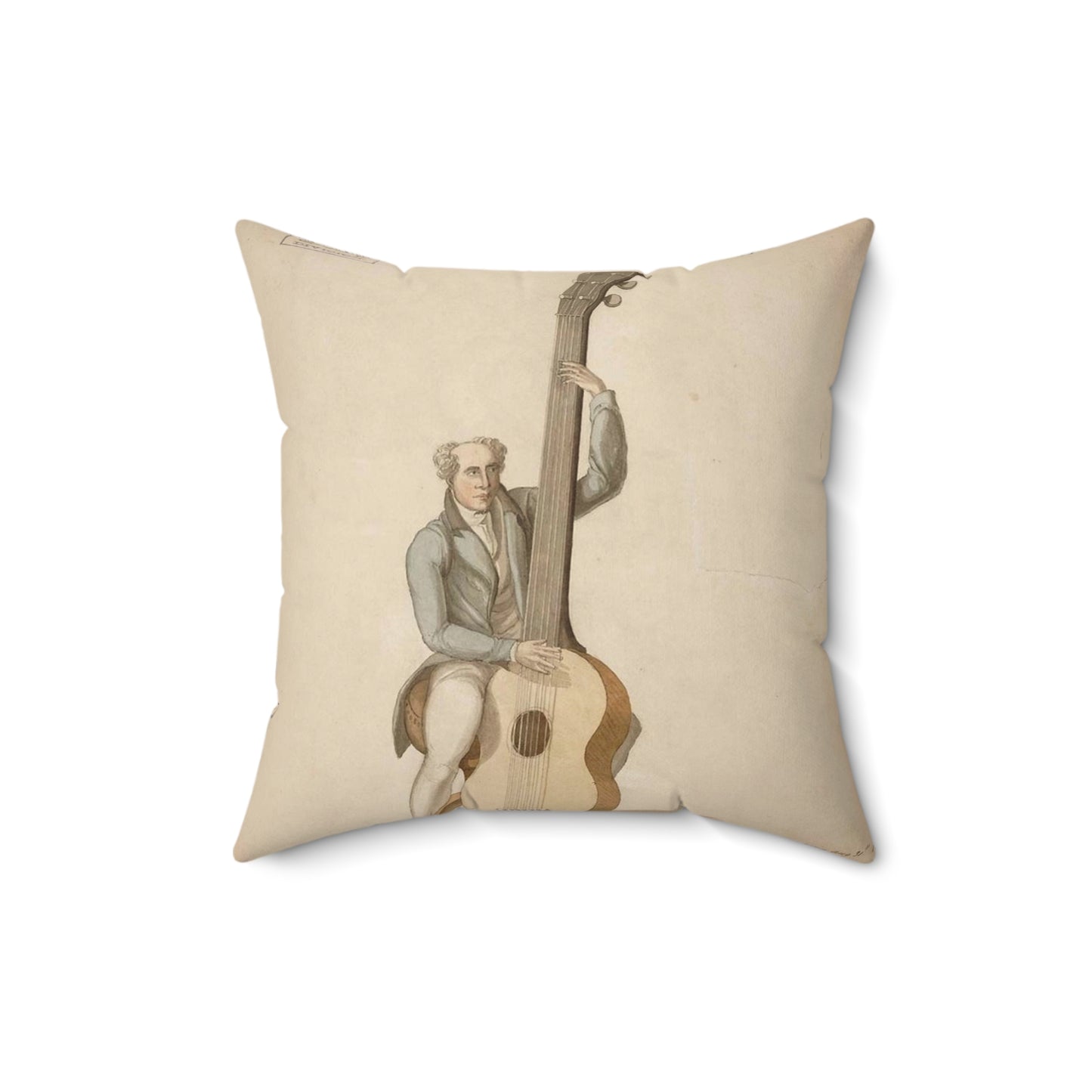 Patent drawing - Drawing of a Harp Guitar Public domain  image Decorative Accent Square Pillow