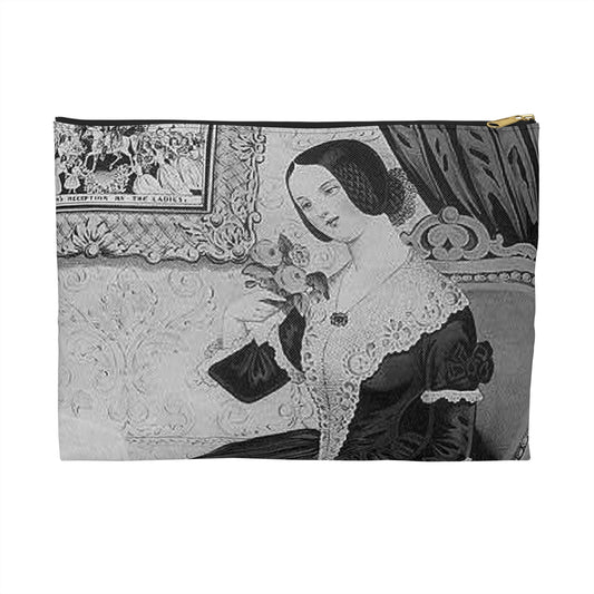 Amelia - Print, Library of Congress collection Large Organizer Pouch with Black Zipper