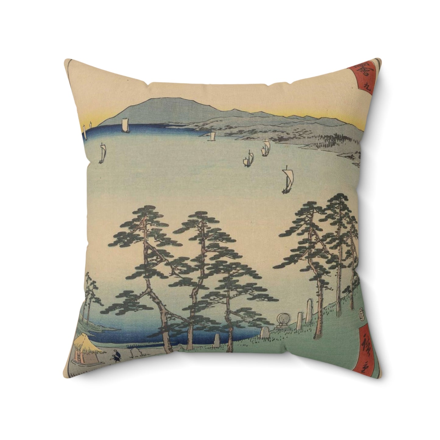 Ohiso, Andō Hiroshige - Public domain portrait drawing  Decorative Accent Square Pillow