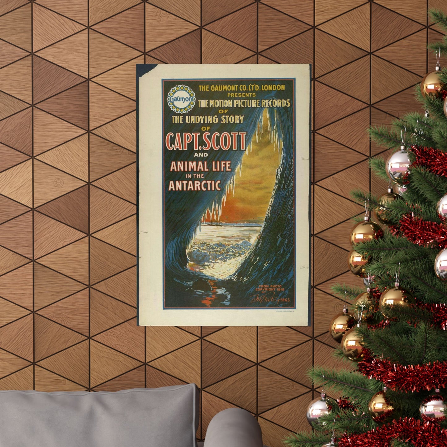 The Gaumont Co. L'T'D. London presents the motion picture records of the undying story of Capt. Scott and animal life in the Antarctic / The Morgan Lith. Co., Cleveland, O. High Quality Matte Wall Art Poster for Home, Office, Classroom