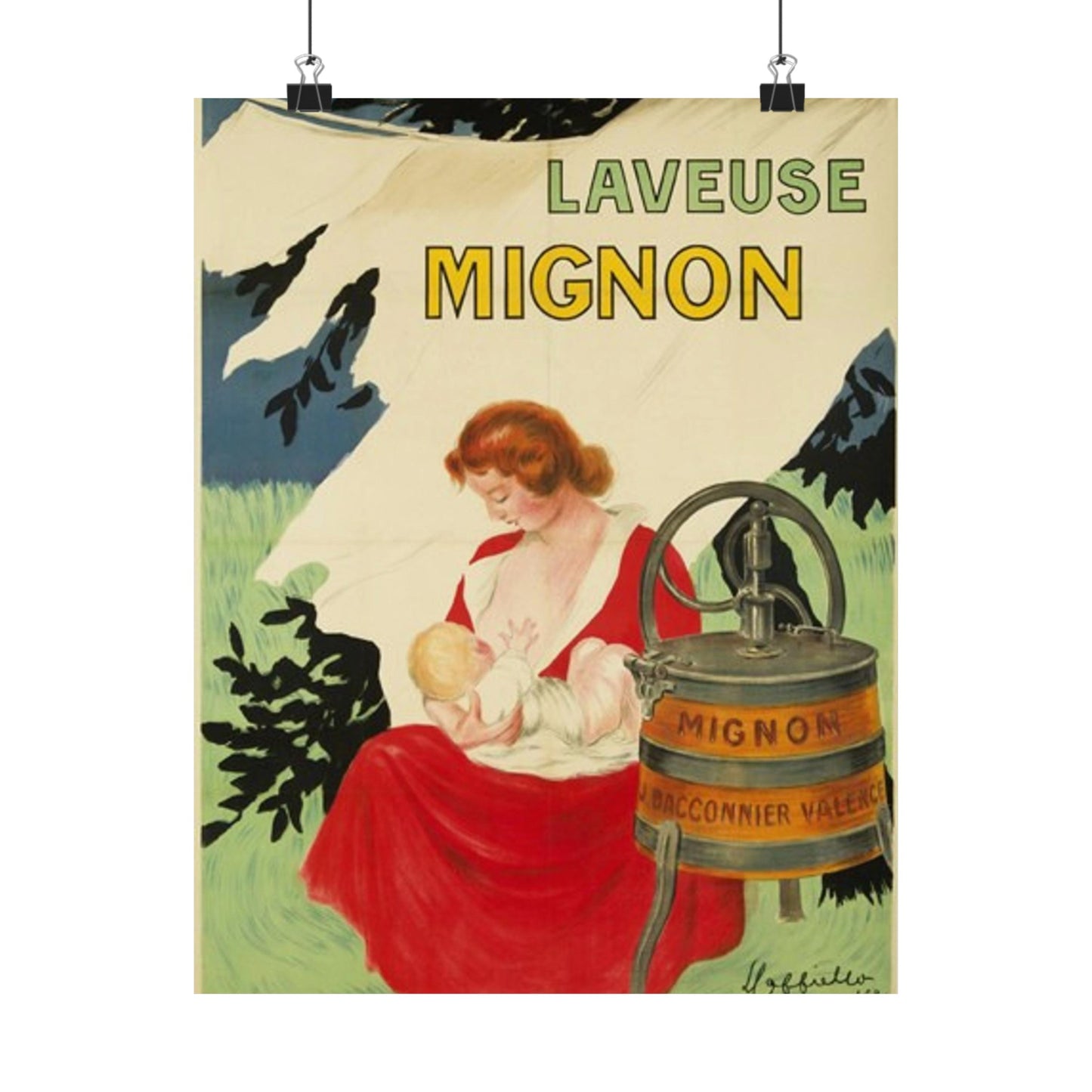 Affiche Laveuse Mignon - Art nouveau public domain image High Quality Matte Wall Art Poster for Home, Office, Classroom