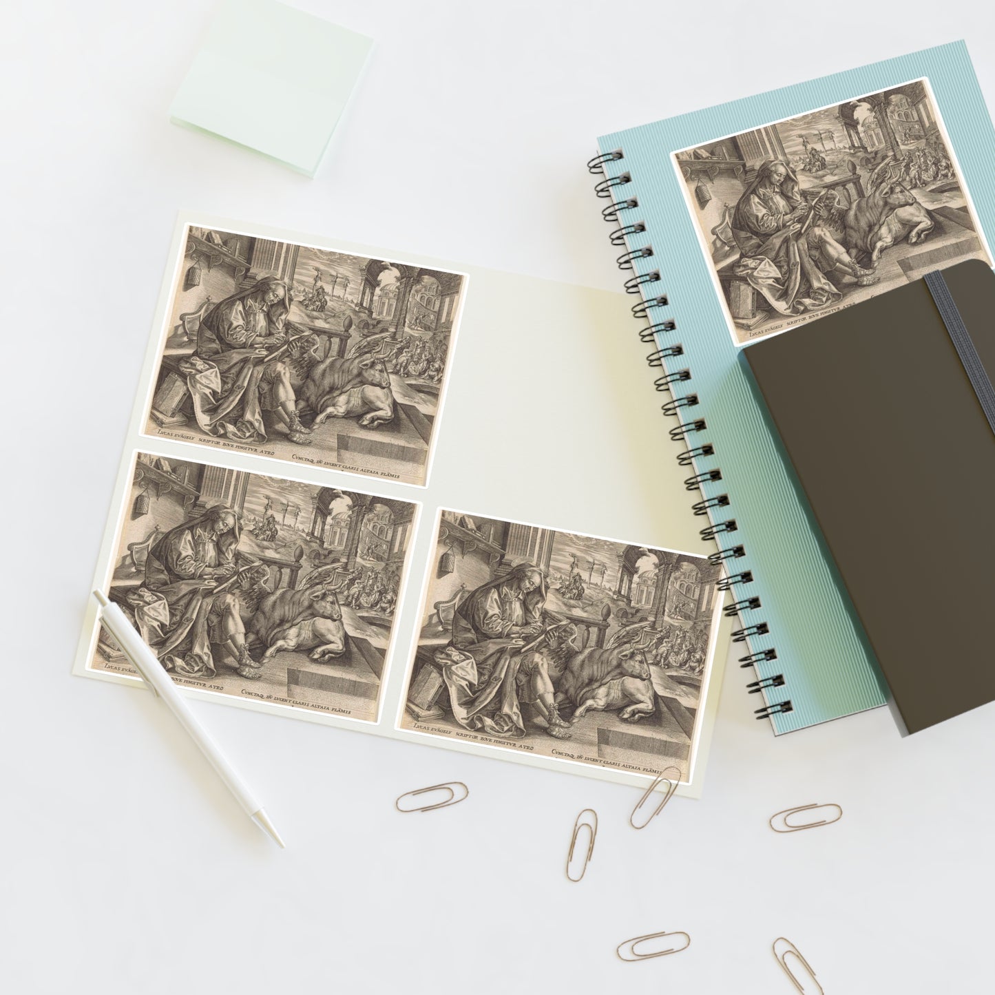 Johannes Wierix - Evangelist Lucas Laminated UV Protective Vinyl Stickers