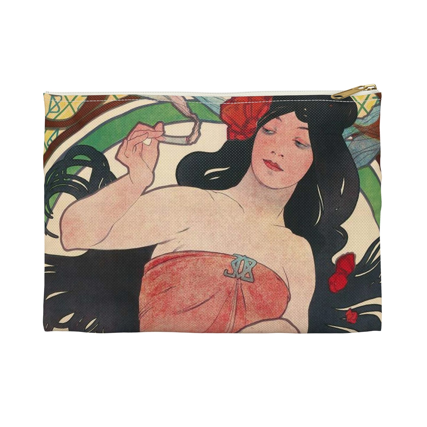 Alphonse Mucha - Job - Google Art Project Large Organizer Pouch with Black Zipper