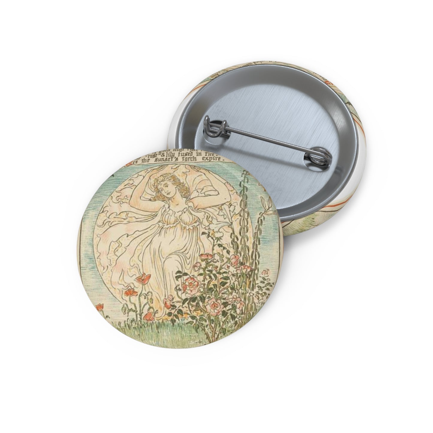 Beneath the summer full-orbed moon, ruddy & gold that rose full soon." Pin Buttons with Crisp Design