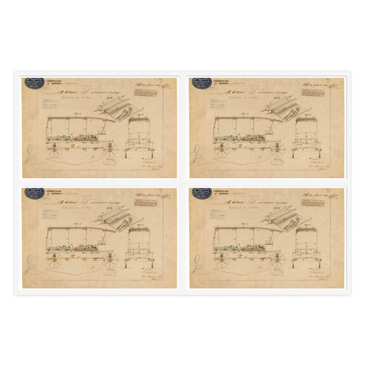 Patent drawing - Drawing of Improved Ambulance Carriage Public domain  image Laminated UV Protective Vinyl Stickers