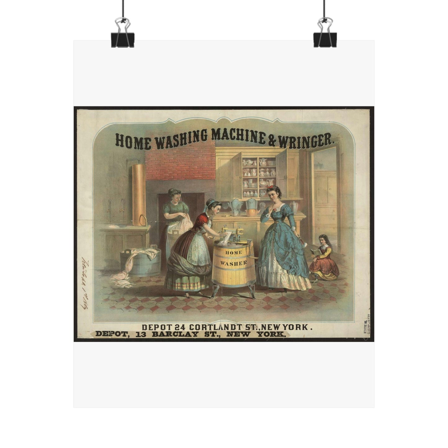 Home washing machine & wringer - A painting of a woman washing a woman's hands High Quality Matte Wall Art Poster for Home, Office, Classroom