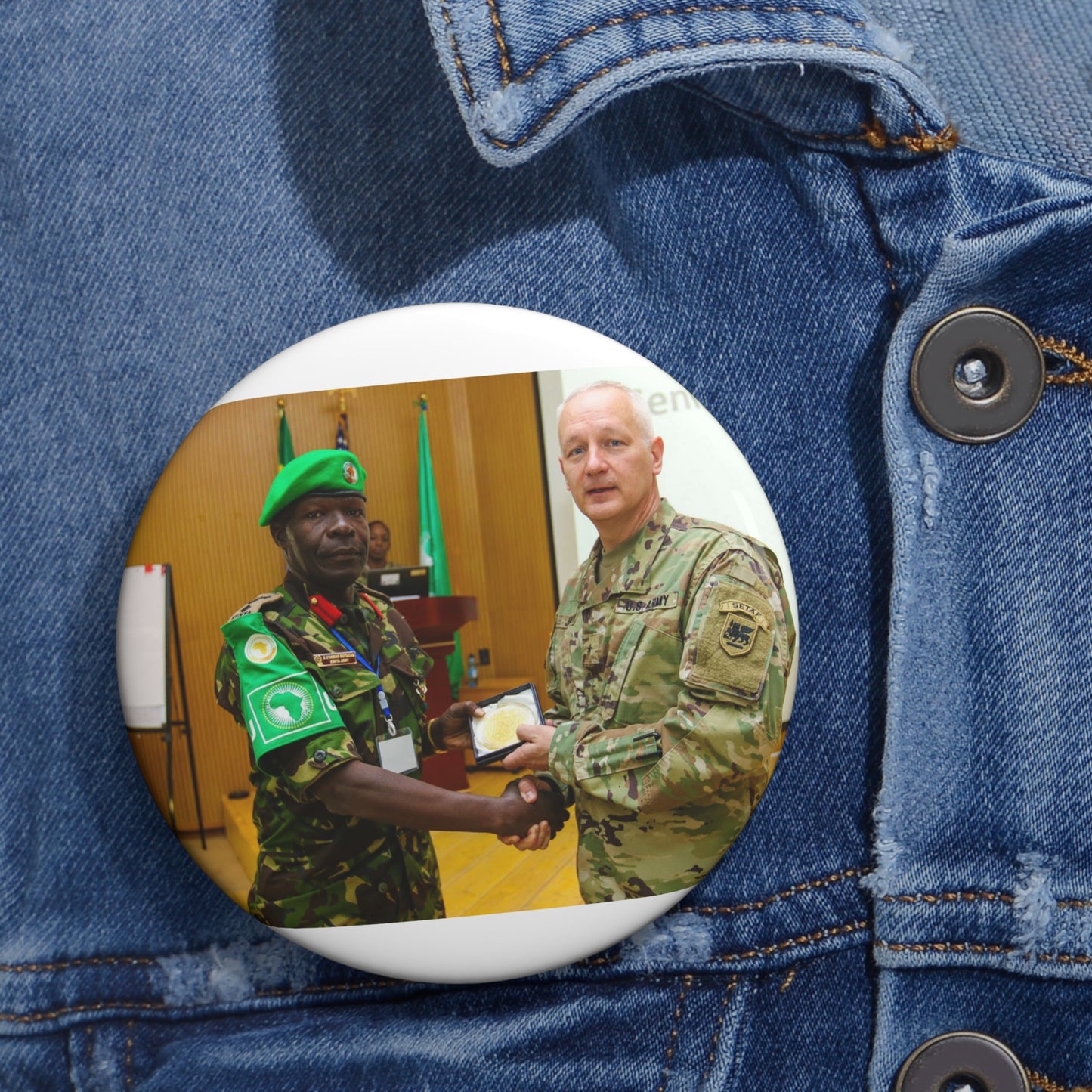 Brig. Gen. Jon Jensen, U.S. Army Africa deputy commander, Pin Buttons with Crisp Design