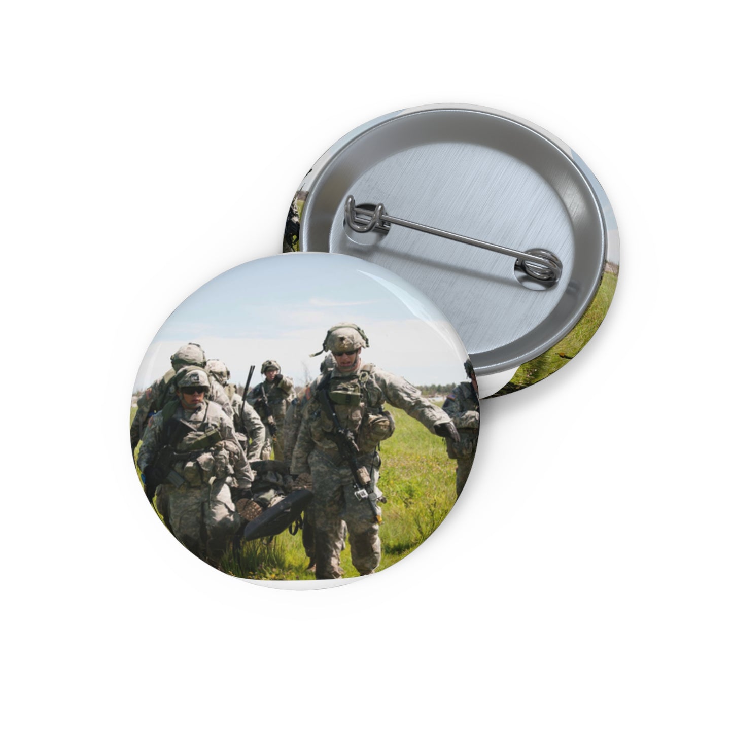 U.S. Army Sgt. Sean Fernandes (right), team leader, Pin Buttons with Crisp Design