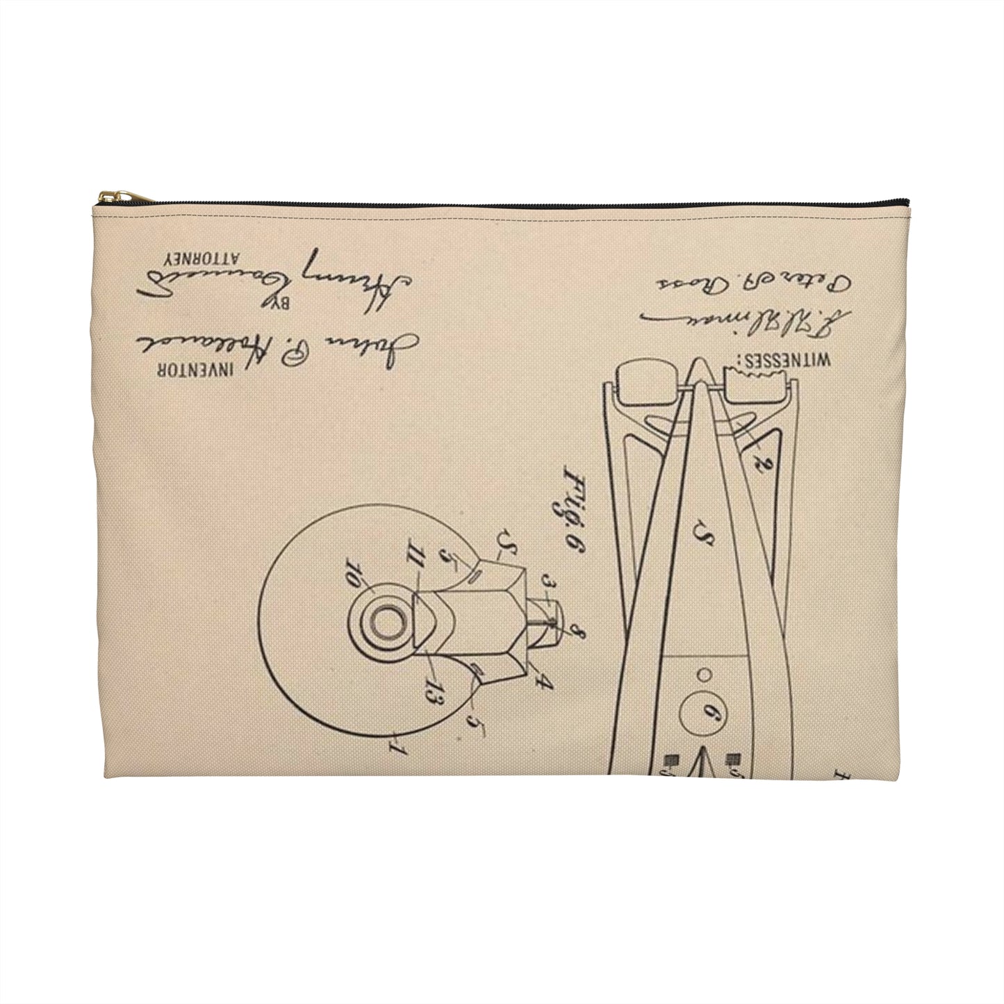 Patent drawing - Drawing for a Submarine Boat Public domain  image Large Organizer Pouch with Black Zipper