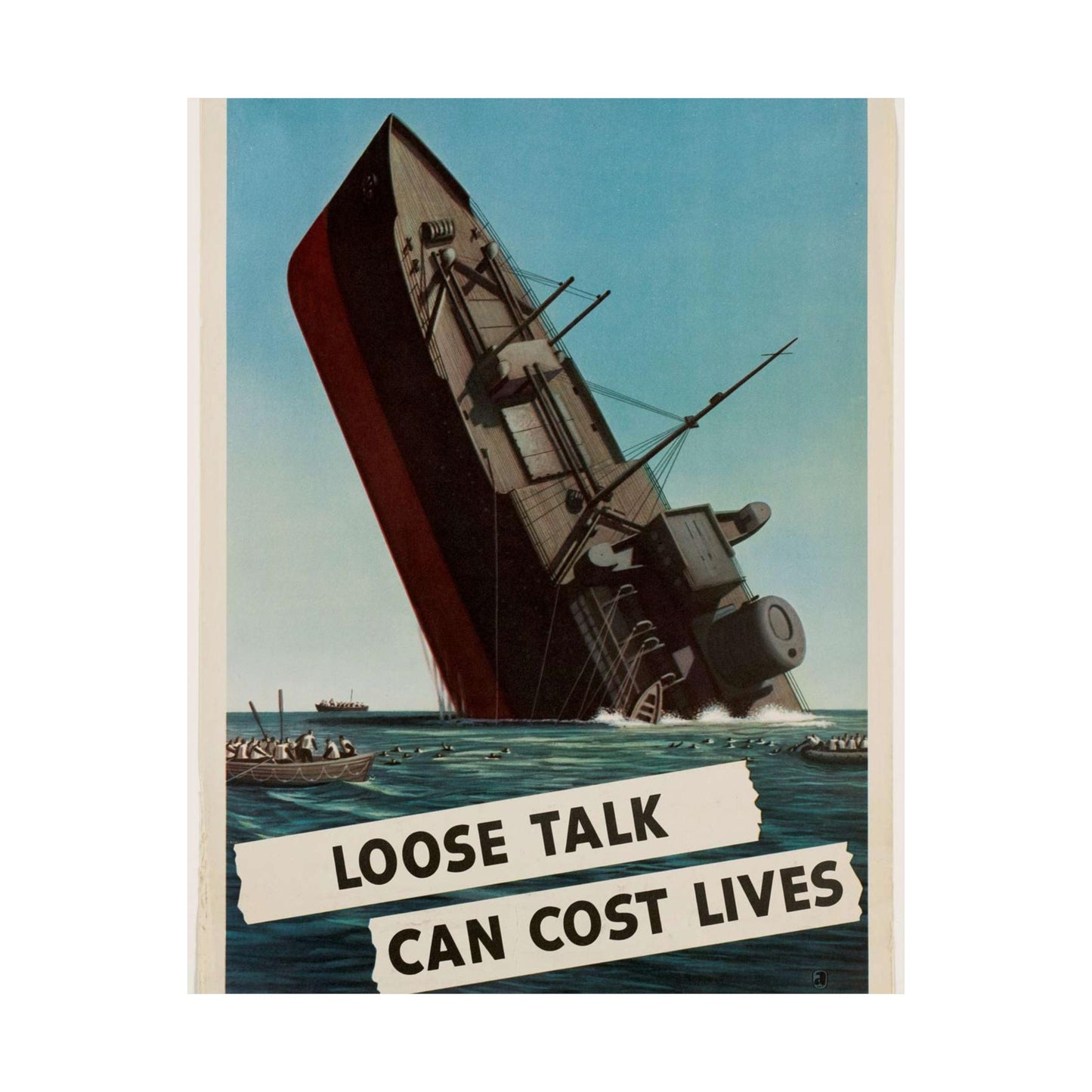 Loose talk can cost lives - Art Deco public domain image High Quality Matte Wall Art Poster for Home, Office, Classroom