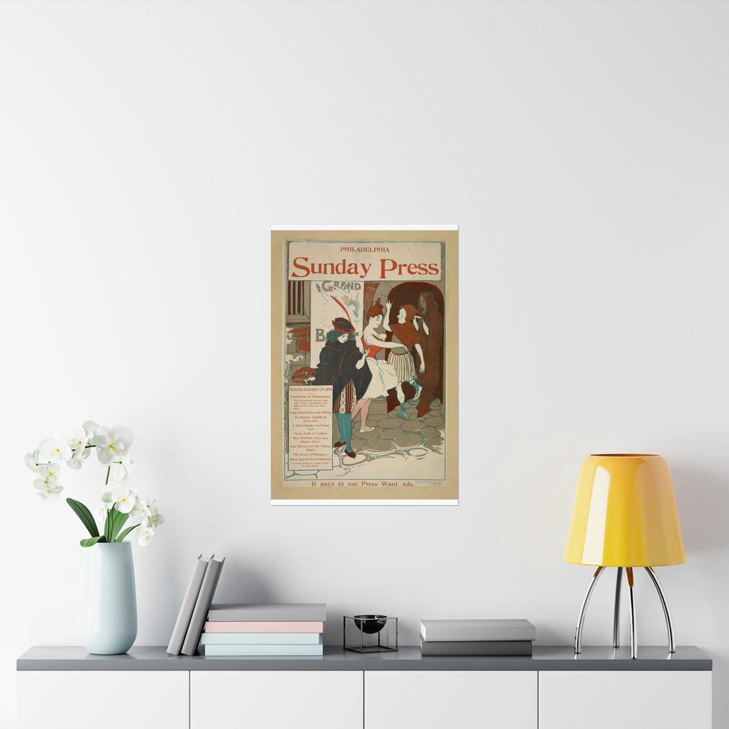 Philadelphia Sunday press. September 29, 1895. High Quality Matte Wall Art Poster for Home, Office, Classroom