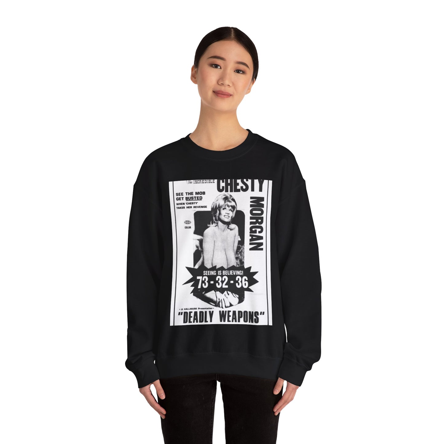 Deadly weapons poster 01 - Public domain movie poster Black Heavy Blend Adult Crew Neck SweatShirt