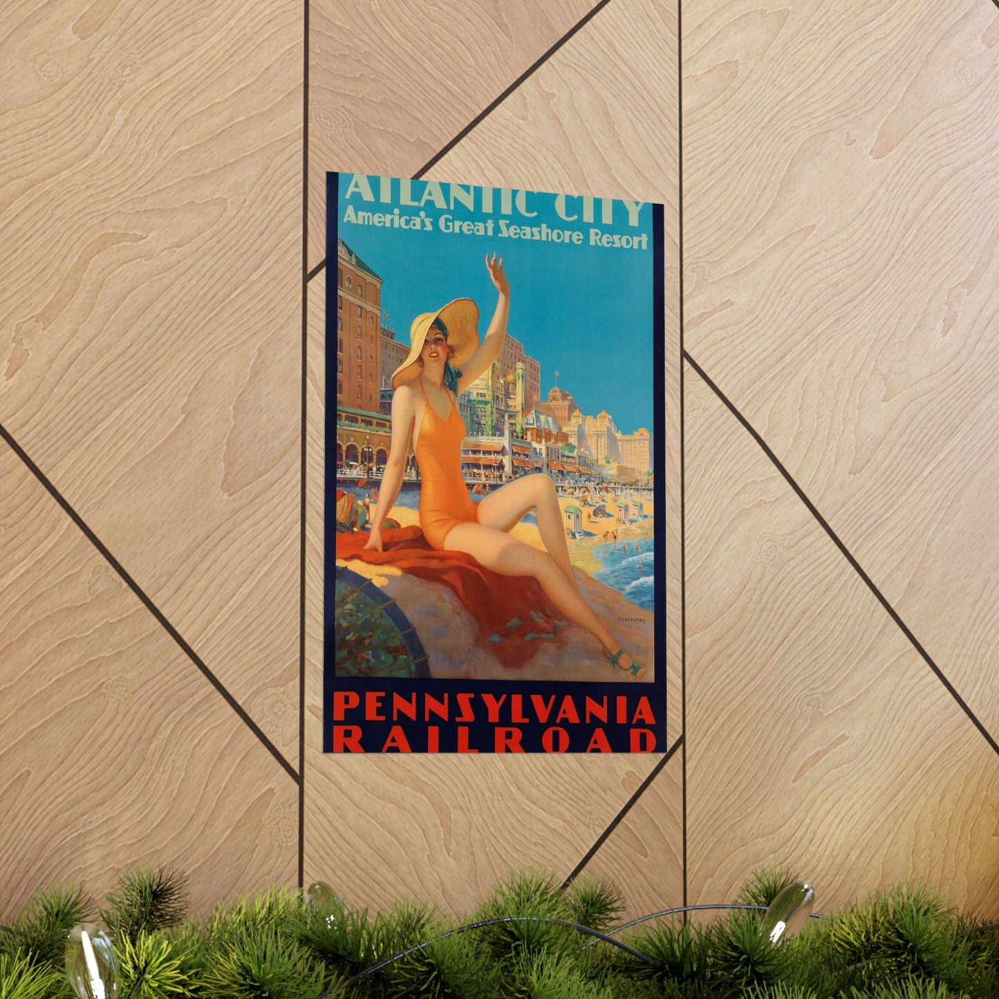 Edward M. Eggleston - Pennsylvania Railroad - Atlantic City, 1935 High Quality Matte Wall Art Poster for Home, Office, Classroom