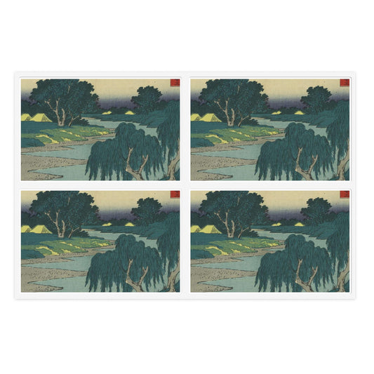 Fujieda, Andō Hiroshige - Public domain portrait drawing  Laminated UV Protective Vinyl Stickers