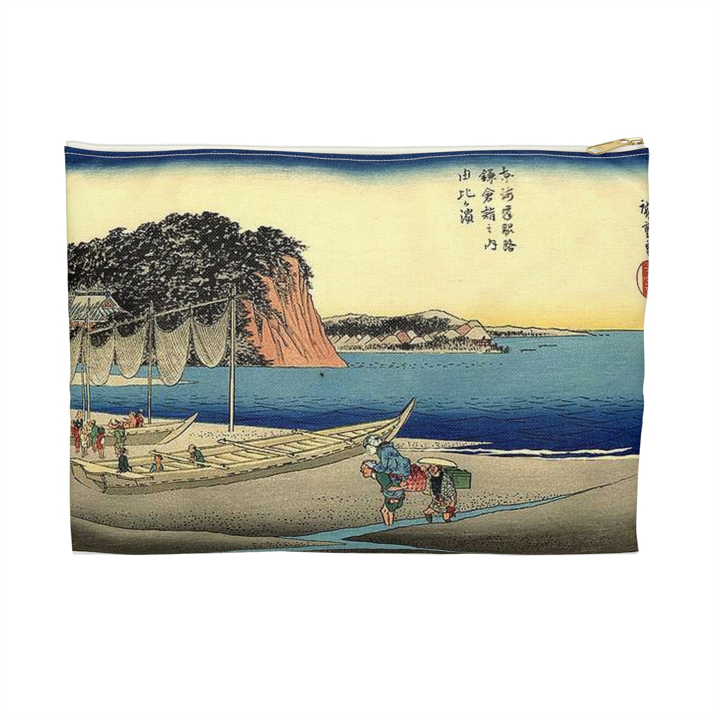 Utagawa Hiroshige - Hiroshige, Yuigahama Large Organizer Pouch with Black Zipper