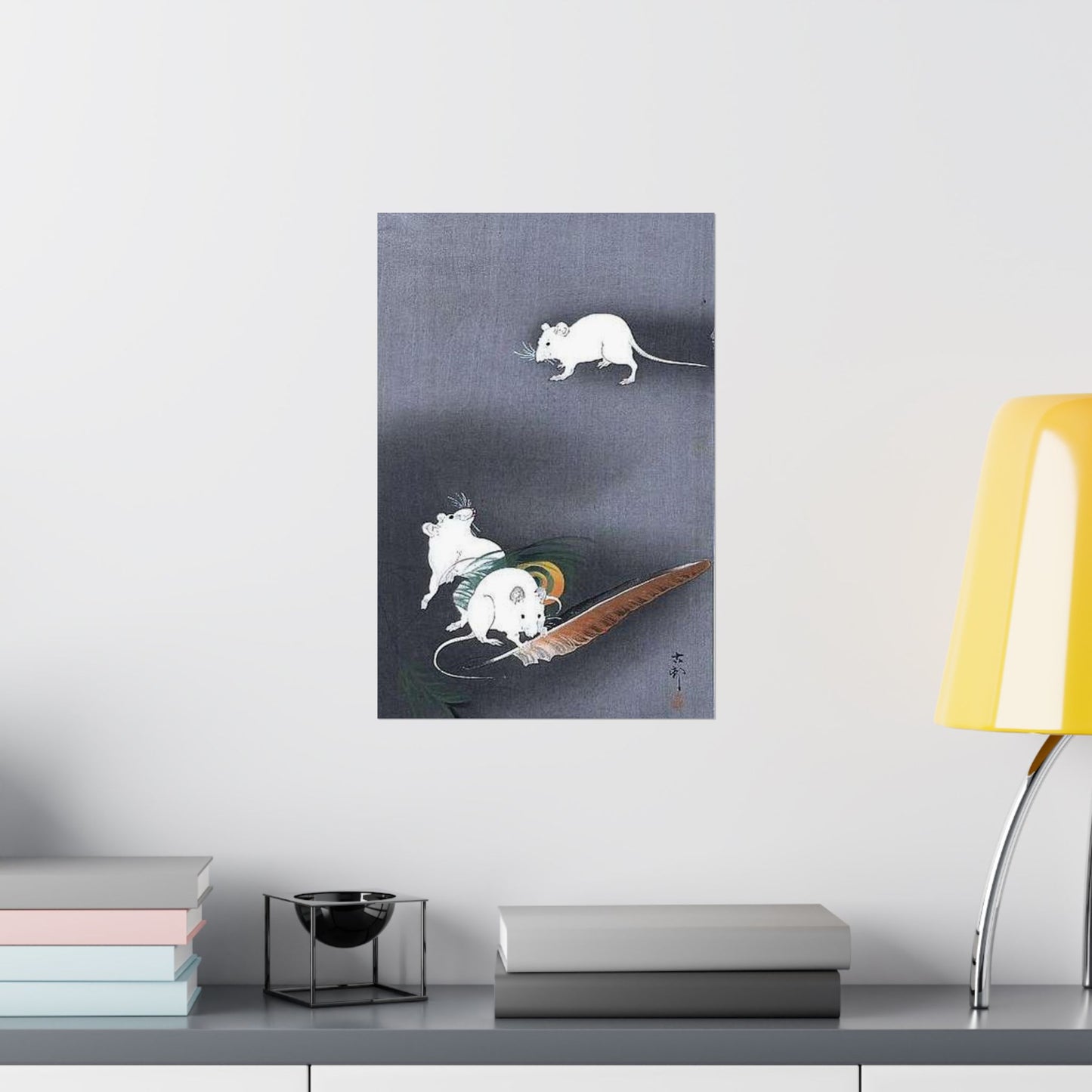 A drawing of 3 mice, Ohara Koson High Quality Matte Wall Art Poster for Home, Office, Classroom