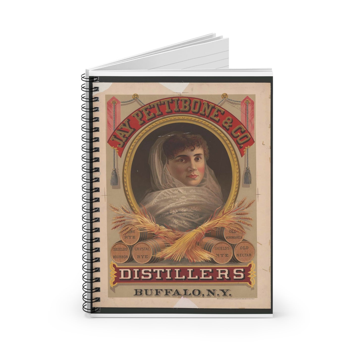 Jay Pettibone & Co., distillers, Buffalo, N.Y Spiral Bound Ruled Notebook with Printed Cover