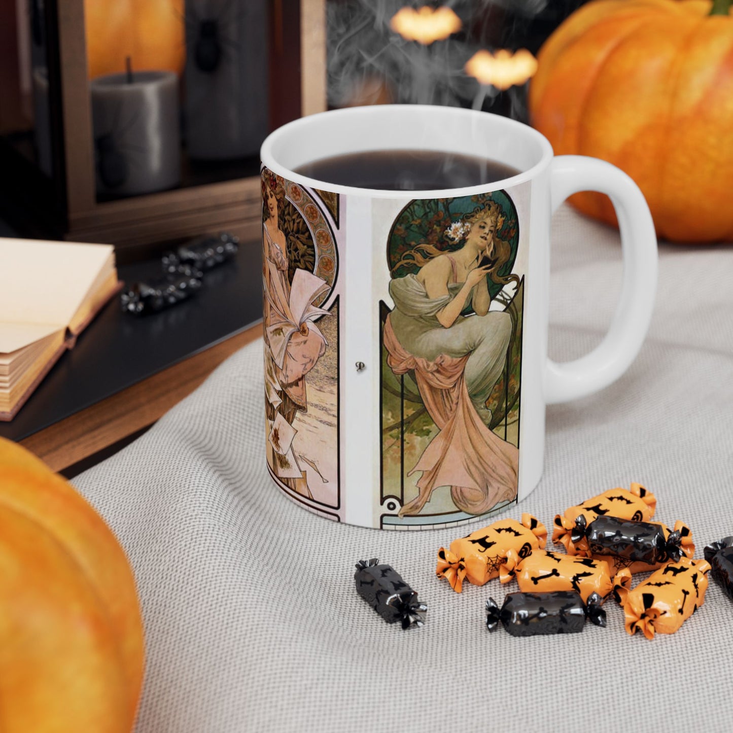 Alfonse Mucha Artworks - Drawing. Public domain image. Beautiful Novelty Ceramic Coffee Mug 11oz